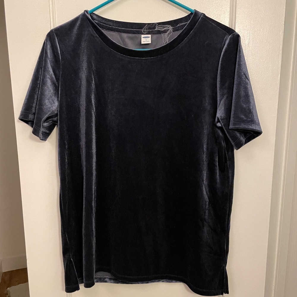 Old Navy - Navy Blue Velvet Short Sleeve Tee - Size S